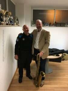 Andreas van Zoelen and a police officer in Galicia, Spain.