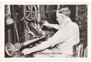 Photograph of the C-melody being made in a vintage photo